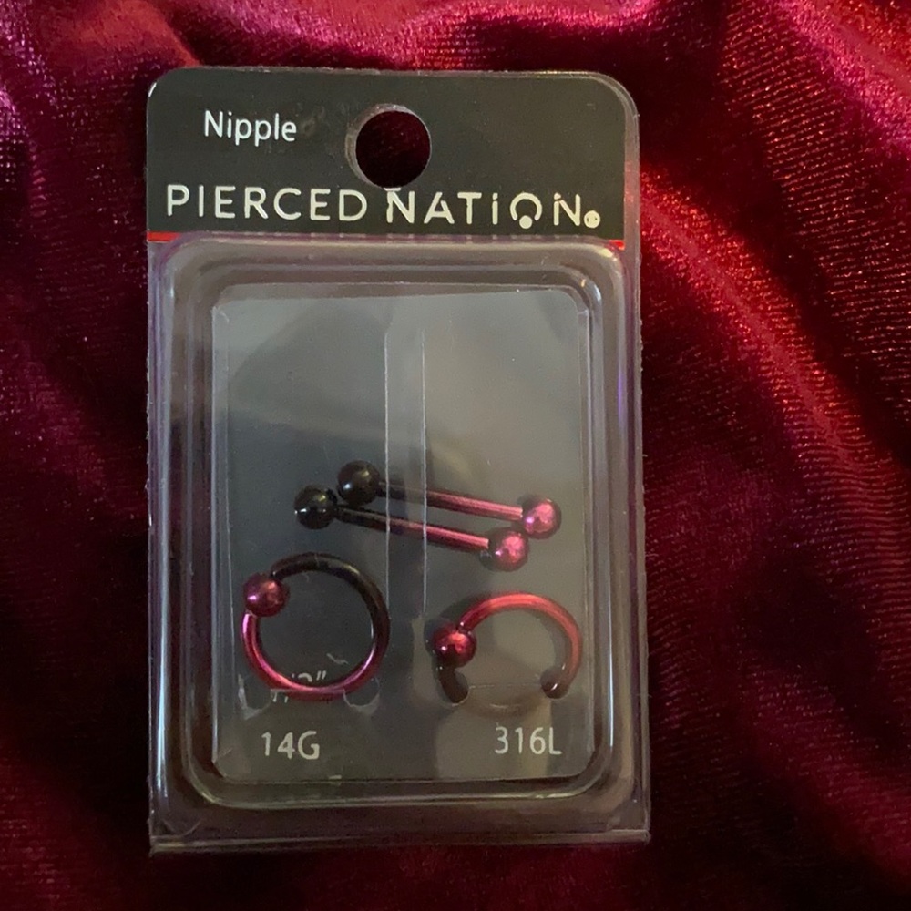 Black and Pink Ombré Nipple Rings and Bars